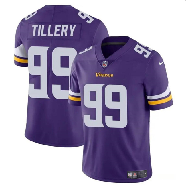 Youth Minnesota Vikings #99 Jerry Tillery Purple Vapor Untouchable Limited Stitched Jersey